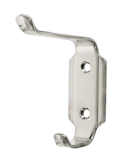 Brass Deco Style Coat Hook in Polished Nickel.